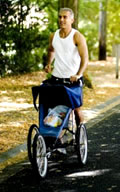 Dad running with stroller