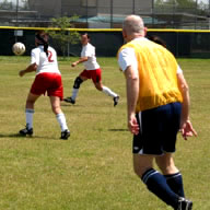 Dr. Parr playing soccer