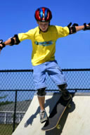 Skateboarder on ramp