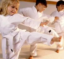 Children taking karate